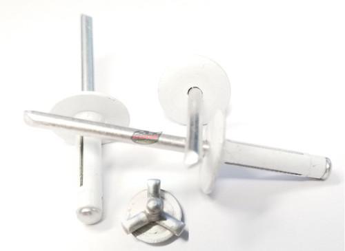 White Exploding Pop Rivets 3/16" Tri-Fold Large Head Aluminum Mandrel .040 - .354 Grip Range Fastener