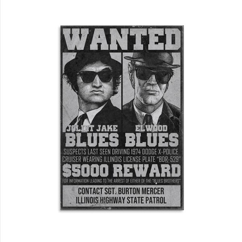 Vintage Movie Poster The Blues Brothers Cover Art Poster (3) Canvas Painting Wall Art Poster for Bedroom Living Room Decor 08x12inch(20x30cm) Unframe-Style