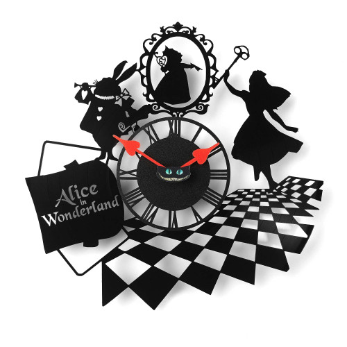 AroundTheTime Alice in Wonderland Clock - Vinyl Record Wall Clock - Gift Decor