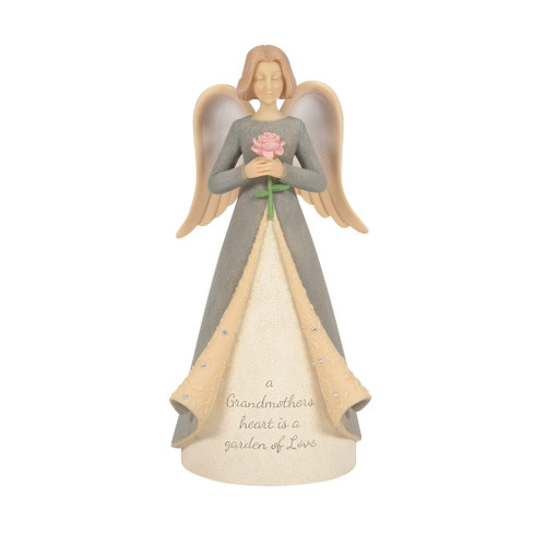 Enesco Foundations Grandmother Heart is a Garden Angel Figurine, 7.68 Inch, Multicolor