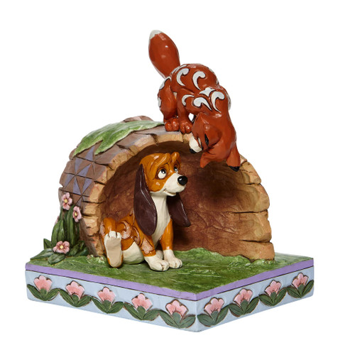 Enesco Disney Traditions by Jim Shore The Fox and The Hound on a Log Figurine, 5.75 Inch, Multicolor