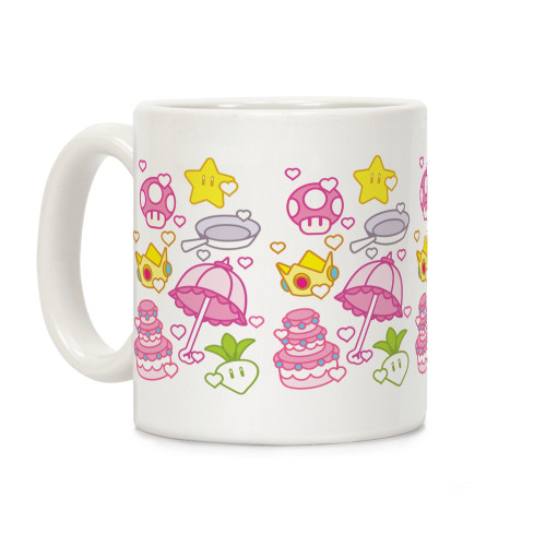 LookHUMAN Peach Inventory Items Pattern White 11 Ounce Ceramic Coffee Mug