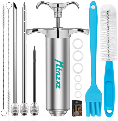 Marinade Injector Syringe and Brushes Set, Meat Injector Syringe with 3 Professional Marinade Injector Needles, Creates Tender Meat & Poultry Flavors, for BBQ Grill Smoker & Turkey & Brisket Marinade Injector Syringe and Brushes Set, Meat Injector Syringe with 3 Professional Marinade Injector Needles, Creates Tender Meat & Poultry Flavors, for BBQ Grill Smoker & Turkey & Brisket