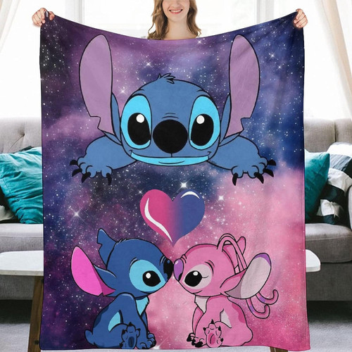 Stitch Blanket for Kids Cute Cartoon Stitch Decor Throw Blanket Gifts for Girls Boys Super Warm Soft Plush Lightweight Fleece Flannel Blanket Winter Couch Bedding Blanket for Kids Adults Women 40"x50"