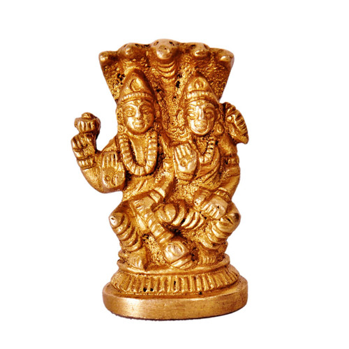 Purpledip Mini Idol Vishnu-Lakshmi (Laxminarayana): Solid Brass Metal Statue for Home Temple (11387) Purpledip Mini Idol Vishnu-Lakshmi (Laxminarayana): Solid Brass Metal Statue for Home Temple (11387)