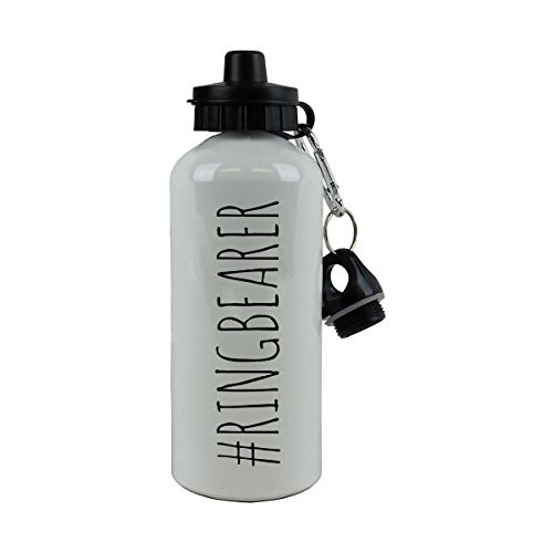 CustomGiftsNow #Ringbearer - 20-Ounce 600ML White Aluminum Water Bottle, Black