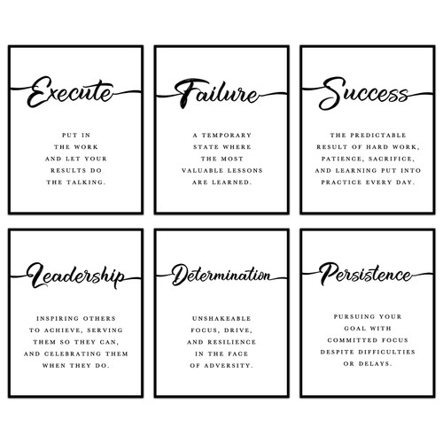 FEOFTIE Motivational Wall Art Inspirational Wall Decor Positive Affirmations Wall Decor for Office Artwork Inspirational Quotes Wall Art Motivational Posters for Classroom 8x10 Inch Set of 6 Unframed