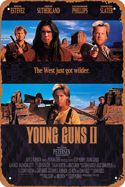 Swrlzvzn Young Guns II?1990? Classic Movie Poster Tin Sign Vintage Metal Sign Home Decoration Bar Cafe Club Wall Decoration Sign 8x12 inch