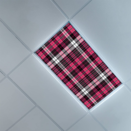 Fluorescent Light Covers for Classroom Office-Checkered Pattern-Light Filters Ceiling LED Ceiling Light Covers-2ft x 4ft Drop Ceiling Fluorescent Decorative,White Black Pink