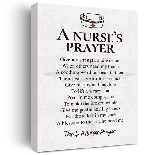 Inspirational Quote Canvas Wall Art a Nurse's Prayer Canvas Print Positive Nurse Painting Wall Decor Framed Gift 12x15 Inch