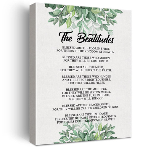 LEXSIVO the Beatitudes Scripture Sign Canvas Home Wall Art Decor Bible Verse Painting 12x15 Christian Poster Framed Ready to Hang