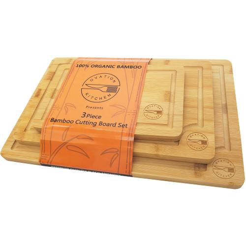 Bamboo Cutting Board Set Of 3 - Best Bamboo Cutting Boards For Home Kitchen With Juice Groove & Handle - Organic Wood Chopping Boards 3 Piece - Wooden Butcher Block For Meat, Cheese & Vegetables Bamboo Cutting Board Set Of 3 - Best Bamboo Cutting Boards For Home Kitchen With Juice Groove & Handle - Organic Wood Chopping Boards 3 Piece - Wooden Butcher Block For Meat, Cheese & Vegetables