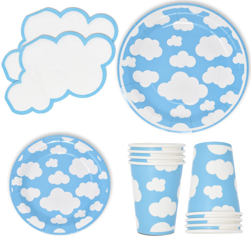 Blue Sky White Clouds Party Supplies Tableware Set 24 9" Paper Plates 24 7" Plate 24 9 Oz. Cups 24 Shaped Lunch Napkins for Cloud Baby Shower Gender Reveal Birthday Disposable Dinnerware Decorations Blue Sky White Clouds Party Supplies Tableware Set 24 9" Paper Plates 24 7" Plate 24 9 Oz. Cups 24 Shaped Lunch Napkins for Cloud Baby Shower Gender Reveal Birthday Disposable Dinnerware Decorations
