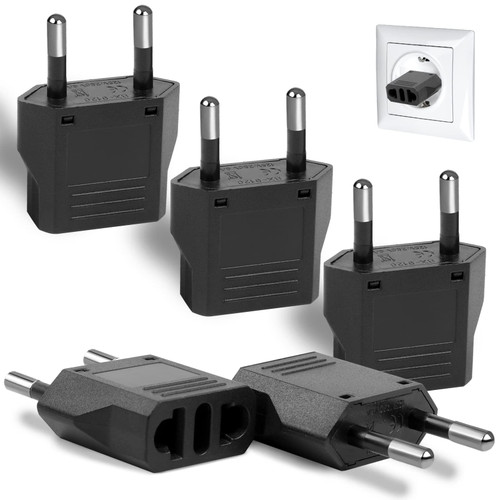 6 Pack European Plug Adapter, US to Europe Plug Adapter, European Adapter Type C Plug Adapter, Travel Adapter Europe, European Outlet Wall Plug Adapter Power Converter (Black)
