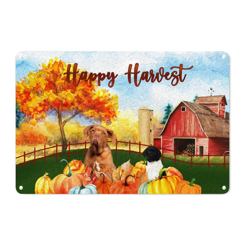 Funny Thansgiving Metal Wall Decor Sign Chow Chow Metal Plaque Happy Harvest Fall Pumpkin Farm Barn Dog Vintage Home Decorative Signs for Laundry Room Living Room 12x8in Housewarming Gift