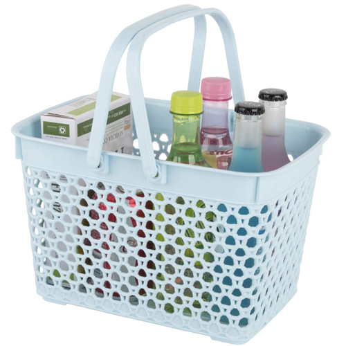 Anyoifax Portable Shower Caddy Basket Plastic Cleaning Tote with Handles Large Storage Organizer Bin for Bathroom, College Dorm, Pantry, Kitchen, Blue