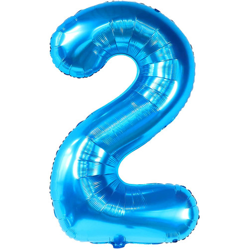 KatchOn, Big Blue Number 2 Balloon - 40 Inch | Baby Shark Birthday Decorations 2nd Birthday Boy | Blue 2 Balloon Number, Shark 2nd Birthday Decorations for Boys | Two Cool Birthday Party Decorations