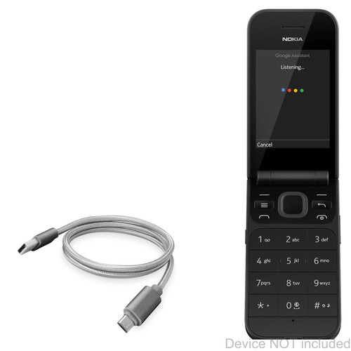 BoxWave Cable Compatible with Nokia 2720 Flip - Micro USB DuraCable, Braided Micro USB Charging Cable for Nokia 2720 Flip - Space Grey