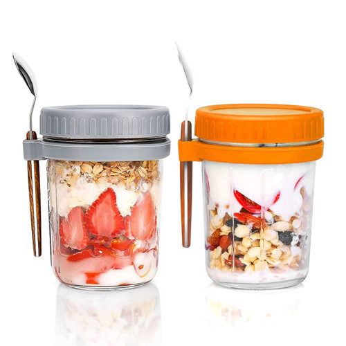 ZUOLUN Overnight Oats Containers with Lids and Spoons: 2pcs 12 Oz Overnight Oats Jars, Large Capacity Airtight Glass Mason Overnight Oats Jars, Mason Jars for Overnight Oat for Milk, Cereal, Fruit ZUOLUN Overnight Oats Containers with Lids and Spoons: 2pcs 12 Oz Overnight Oats Jars, Large Capacity Airtight Glass Mason Overnight Oats Jars, Mason Jars for Overnight Oat for Milk, Cereal, Fruit