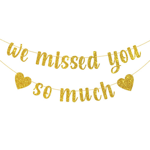 WeBenison We Missed You So Much Banner, Welcome Home Party Supplies, Welcome Back Banner, Military Army Homecoming Party Decorations, Gold Glitter