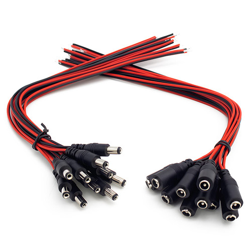 DC Power Cable Connectors (Real 18AWG Copper Strands) UltraPoE 12V 5A Plugs Male Female DC Connectors, for CCTV Security Camera Pigtail and Lighting Power Adapter (2.1mm x 5.5mm 10 Pairs Ultra Thick)