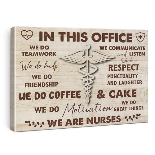 Modern Nurse Medical Staff Team Canvas Wall Art Decor in This Office We are Nurses Poster Painting Framed Print Nurse Quote Sign for Home Office Decor 12 X 15 Inch