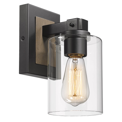 EAPUDUN Black Wall Sconce, Bathroom Wall Light, Modern Vanity Lighting Fixtures, Black Bathroom Lights Over Mirror with Clear Glass, Light Fixtures for Bathroom Above Mirror WLA1403-FBDT