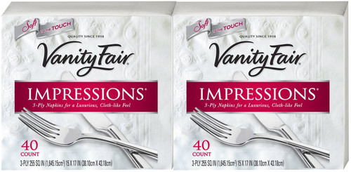 Vanity Fair Impressions Napkins, White - 40 ct - 2 pk