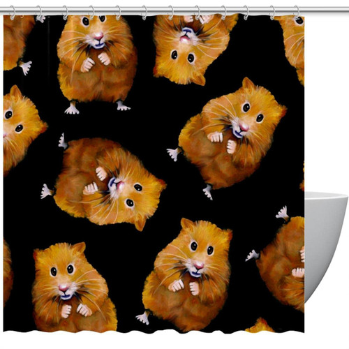 VAPOKF Shower Curtain for Bathroom Decor, Cute Hamster Waterproof Polyester Fabric Bath Curtain Set with 12 Hooks - 66x72 Inches