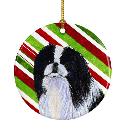 Caroline's Treasures Japanese Chin Candy Cane Holiday Christmas Ceramic Ornament Christmas Tree Hanging Decorations for Home Christmas Holiday, Party, Gift, 3 in, Multicolor