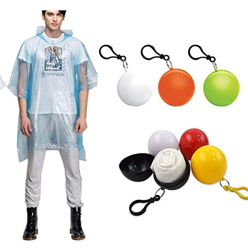 TCCSTAR Poncho Disposable Emergency Raincoats Portable Hook Poncho Ball Pack of 6