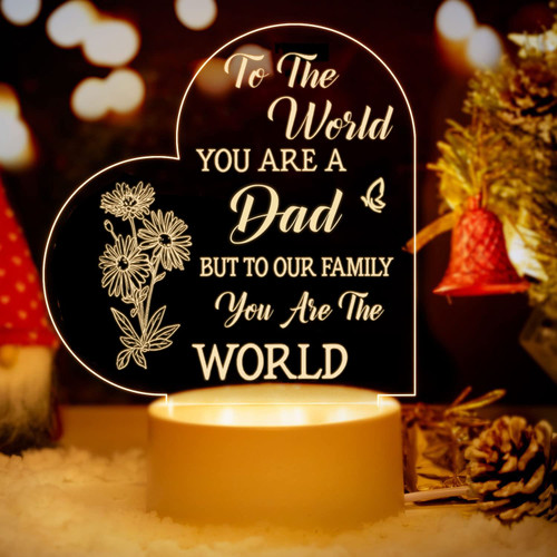 Oizzduru Father's Day Gifts for Dad Night Lights, Dad Birthday Gifts from Daughter Son, Dad Gifts for Christmas, Father's Day, Thanksgiving, Acrylic Engraved Night Lights for Dad