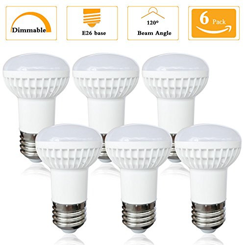 R16 7 Watt Dimmable LED Light Bulb Replacement 70 Watt Incandescent,E26 Medium Base 5000K Daylight White 120 Volt 700 Lumens Incandescent R16 Mini Reflector Light Bulb (6 Pack)