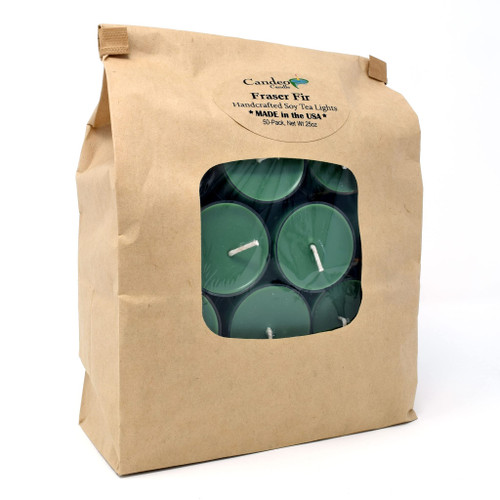 Fraser Fir - Bulk Tealight Candles - 50 Tealights Per Bag - Green Tealight Candles - Highly Scented - Made with Soy Wax - Handmade in The USA - Candeo Candle Fraser Fir - Bulk Tealight Candles - 50 Tealights Per Bag - Green Tealight Candles - Highly Scented - Made with Soy Wax - Handmade in The USA - Candeo Candle