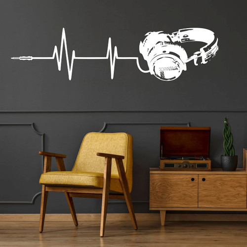 Headphone Music Wall Decals Art Bedroom Video Earphone Wall Decor Music Electrocardiogram Vinyl Wall Stickers for Music Room Y63 (White) Headphone Music Wall Decals Art Bedroom Video Earphone Wall Decor Music Electrocardiogram Vinyl Wall Stickers for Music Room Y63 (White)
