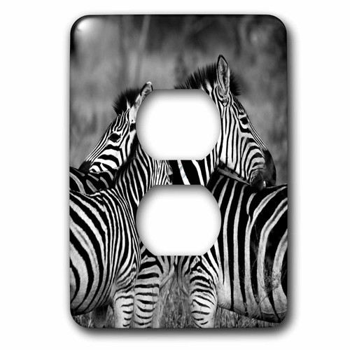 3dRose LSP_240686_6 Black and White Family Zebra Animal Plug Outlet Cover