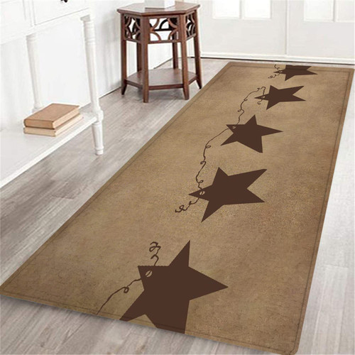 Rusty Stars Long Runner Rug Floor Mat,Vintage Primitive Country Texas Star Kitchen Rugs,Farmhouse Western Washable Carpet Area Rugs Hallway Bathroom Living Room Bedroom Entryway Mats 24"x71" Brown