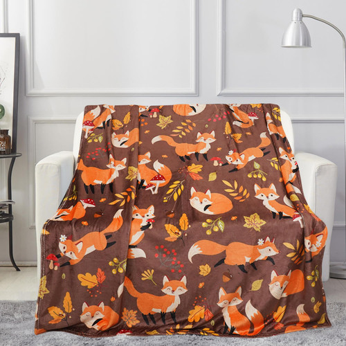 Cute Fox Blanket, Flannel Blanket Soft and Cozy, Fox Gifts for Adult Kids Teens, Forest Fox Mushroom Throw Blanket for Nap Bed Sofa Chair Home Decor 50x60inch Cute Fox Blanket, Flannel Blanket Soft and Cozy, Fox Gifts for Adult Kids Teens, Forest Fox Mushroom Throw Blanket for Nap Bed Sofa Chair Home Decor 50x60inch