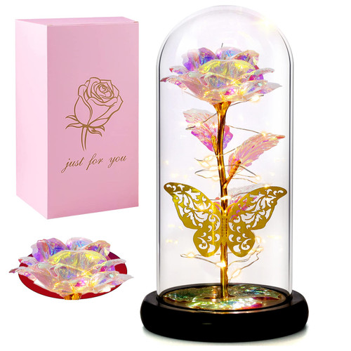 PERFECCAL for Mom, Rose Flower Gifts for Women, Glass Rose Gifts for Her, Girlfriend, Wife, Friend, Lover,Light Up Rose in A Glass Dome for Mothers Day, Birthday, Anniversary PERFECCAL for Mom, Rose Flower Gifts for Women, Glass Rose Gifts for Her, Girlfriend, Wife, Friend, Lover,Light Up Rose in A Glass Dome for Mothers Day, Birthday, Anniversary
