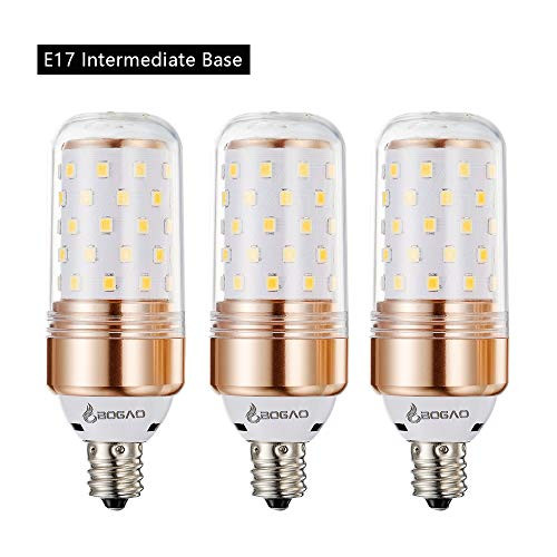 Bogao E17 Corn Light Bulbs, 90W Equivalent, 10W, 1000 Lumens, White 6000K, LED Bulbs for Ceiling Fan, Headboard Reading Light, Intermediate E17 Base, 3 Pack 6000K (White)