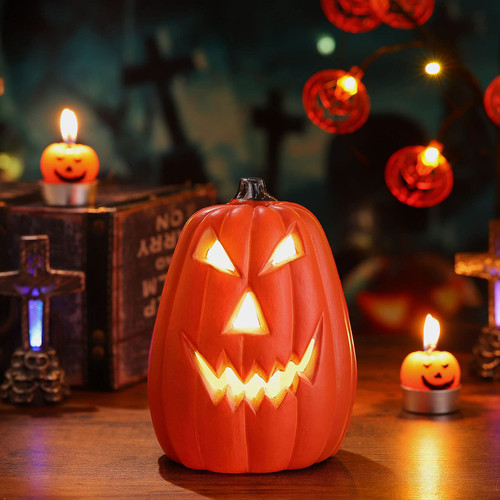 OSALADI Halloween Pumpkin Lantern Light, Battery Operated Jack- O- Lantern Indoor Outdoor, Light Up Halloween Pumpkin for Halloween Decoration