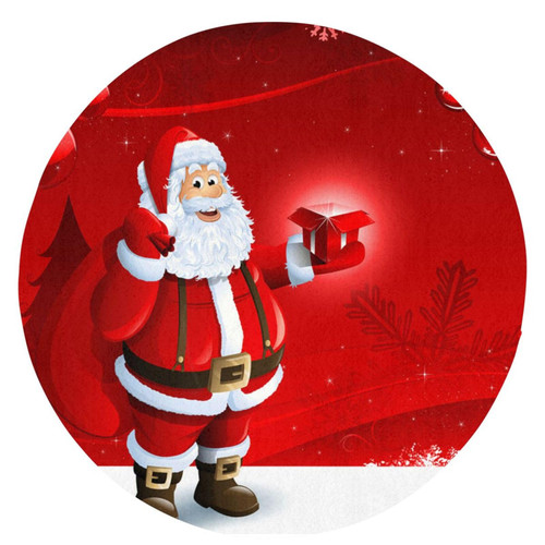 Round Rugs Merry Christmas Area Rug 24 in Flannel Bath Rug Soft Bathroom Mat Non-Slip Carpet for Living Room Decor