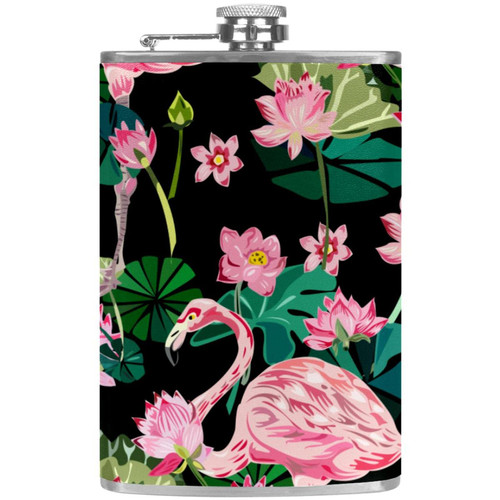 Flamingo Flask for Liquor and Funnel, 8 Oz Leak Proof Stainless Steel Pocket Hip Flask