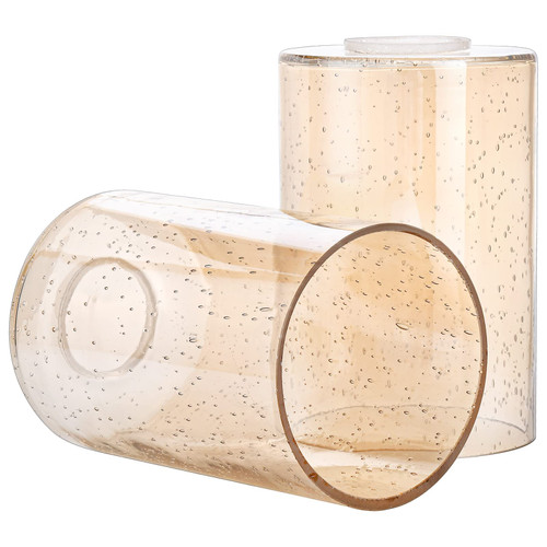 Rivqahra 2 Pack Amber Seeded Glass Shade for Light Fixture, 6 inch Tall, Bubble Glass Lamp Shade Replacement Glass Globe for Chandelier Pendant Light Sconce, 1 5/8 Inch Fitter