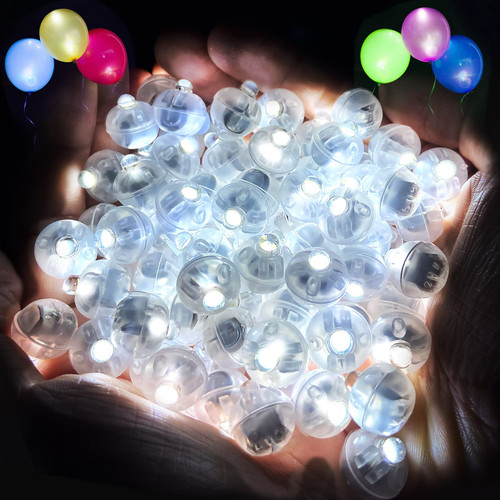ZGWJ 100PCs Mini Led Lights, Led Balloons Light up Balloons for Party Decorations Neon Party Lights for Paper Lantern Easter Eggs Birthday Party Wedding Halloween Christmas Decoration - White