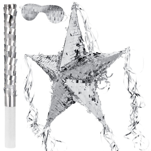 Foil Star Pinata with Blindfold and Bat for Kids Birthday Star Shape Foldable Pinata with Pinata Stick Festive Star Pinata Foil Star Fiesta Party Supplies Favors for Mexican Party Baby Shower (Silver) Foil Star Pinata with Blindfold and Bat for Kids Birthday Star Shape Foldable Pinata with Pinata Stick Festive Star Pinata Foil Star Fiesta Party Supplies Favors for Mexican Party Baby Shower (Silver)