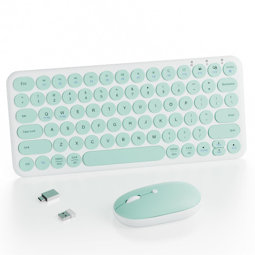 Small Wireless Keyboard Mouse Combo - 2.4Ghz Aesthetic Quiet Keyboard and Mouse Wireless - 78 Keys Portable Mini Ultra-Thin Keyboard for Laptop, Tablet, Computer, PC, Notebook, Windows, Mac OS