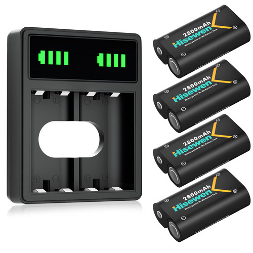 4 Pack 2800mAh Xbox Controller Battery, High-Speed LED Charger with Rechargeable Battery for Xbox Series X|S/Xbox One/Xbox One S/Xbox One X/Xbox One Elite Wireless Controller