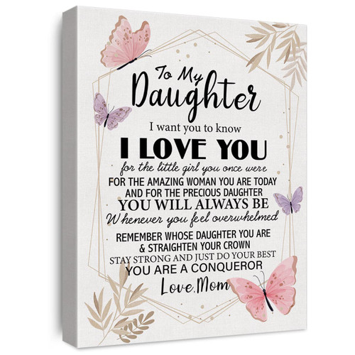 to My Daughter Quote Canvas Wall Art Inspirational Daughter Canvas Prints Framed Paintings Artwork Ready to Hang Home Office Wall Decor 15x11.5 Inches