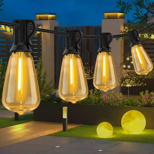 Couah Outdoor String Lights, 60FT LED Outdoor Patio Lights Waterproof with 30+2 Vintage Bulbs Shatterproof Energy Saving,2700K Hanging Edison String Lights Outside for Backyard,Bistro,Camping,Gazebo